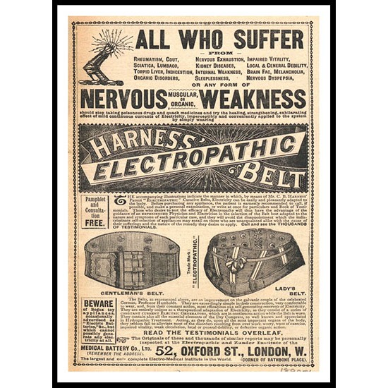 Electropathic Belt 04, A New Print Of a Vintage Advert