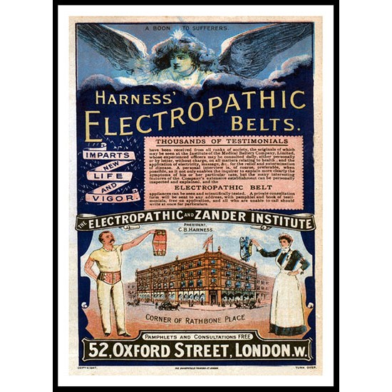 Electropathic Belts 1893, A New Print Of a Vintage Advert