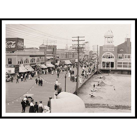 Board walk from Steeplechase Pier Atlantic City N J, A New Print Of an American Street Scene Photochrom