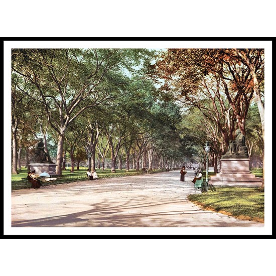 Lower Endof Mall Central Park, A New Print Of an American Street Scene Photochrom