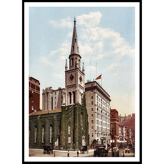 Marble Collegiate Churchand Holland House, A New Print Of an American Street Scene Photochrom