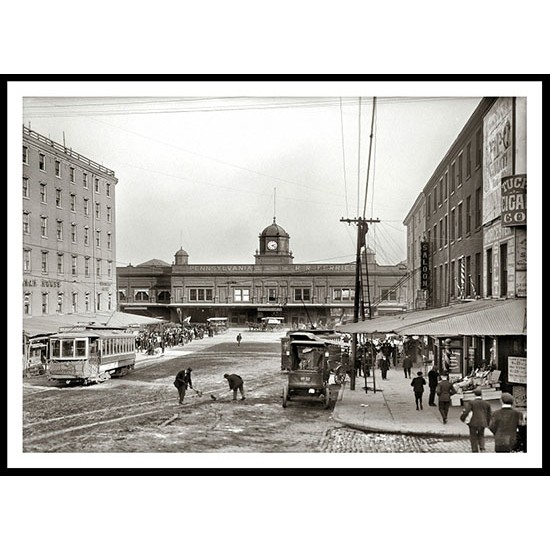 Philadelphia circa 1905. Pennsylvania Railroad ferry terminal, A New Print Of an American Street Scene Photochrom