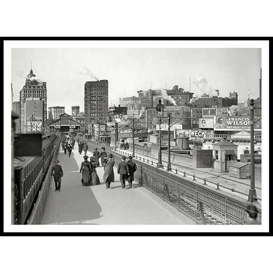 The Brooklyn Bridge Promenade and Manhattan Terminal in 1907, A New Print Of an American Street Scene Photochrom