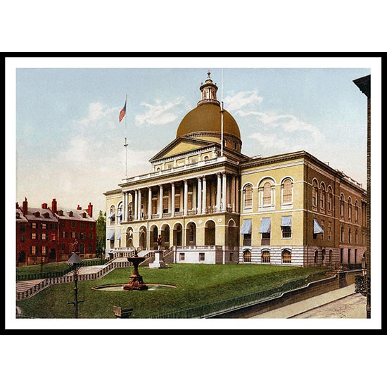 The State House Boston 1900, A New Print Of an American Street Scene Photochrom