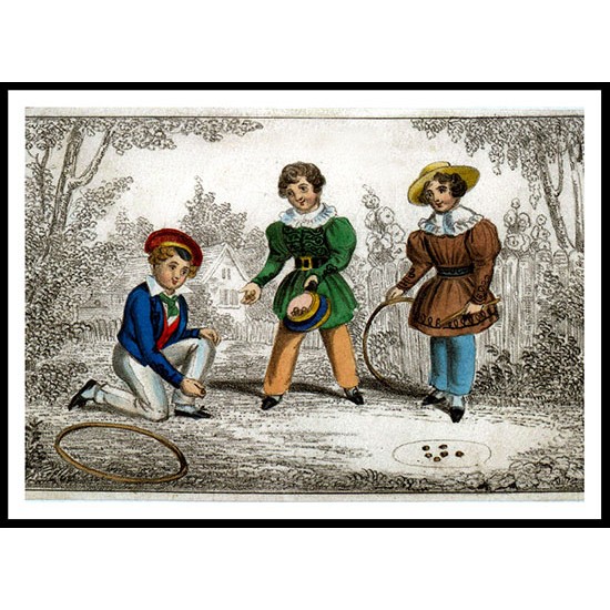 Boys Playing Marbles 1830 s, A New Print of a Vintage Childrens Book