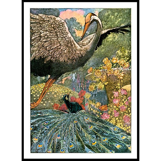 The Peacock And The Crane Charles Robinson 1912, A New Print Of a Childrens Book