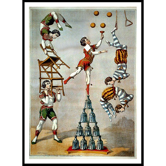 Circus Acrobatic Act 1870, A New Print Of a Vintage Circus Ad