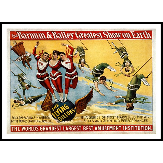 Circus Barnum Bailey 1895, A New Print Of a Vintage Circus Ad