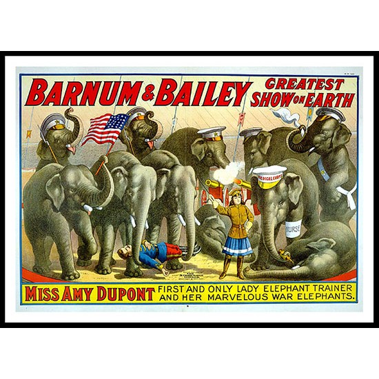 Circus Barnum Bailey, A New Print Of a Vintage Circus Ad