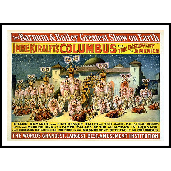 Circus Barnum Bailey 1891, A New Print Of a Vintage Circus Ad