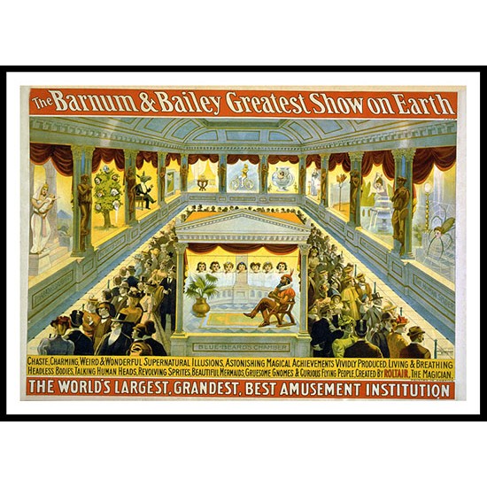 Circus Barnum Bailey 1898c, A New Print Of a Vintage Circus Ad