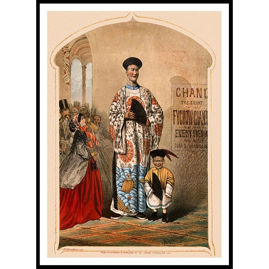 Circus Chang the great Fychow giant 1850s, A New Print Of a Vintage Circus Ad