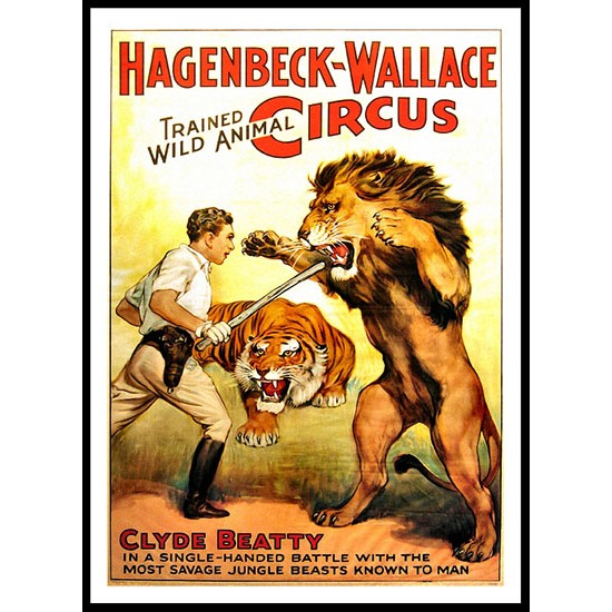 Circus Clyde Beatty, A New Print Of a Vintage Circus Ad