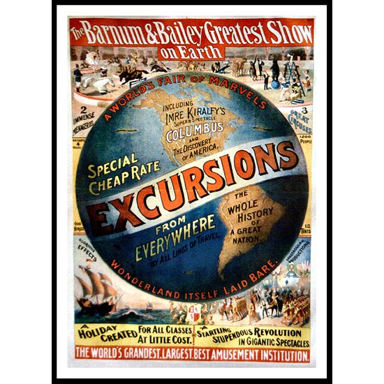 Circus Excursions, A New Print Of a Vintage Circus Ad