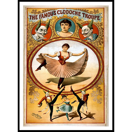 Circus Famous Clodoche Troupe 1892, A New Print Of a Vintage Circus Ad