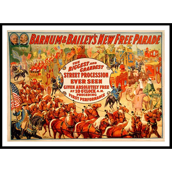 Circus Free Parade, A New Print Of a Vintage Circus Ad