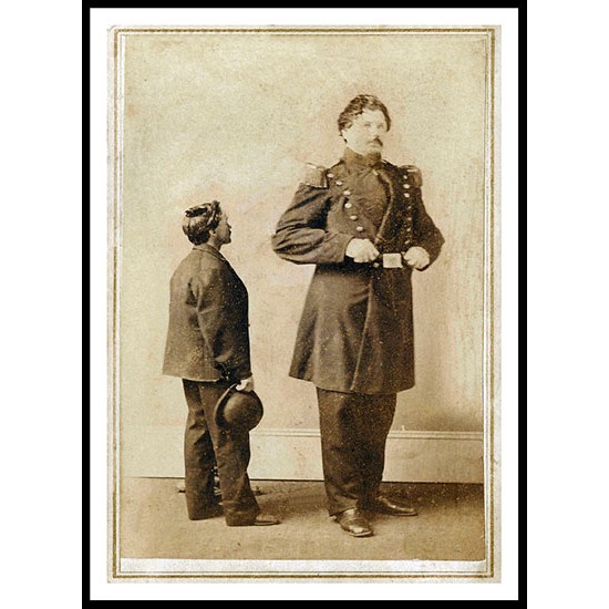 Circus Giant Man And Average Man 1800s, A New Print Of a Vintage Circus Ad