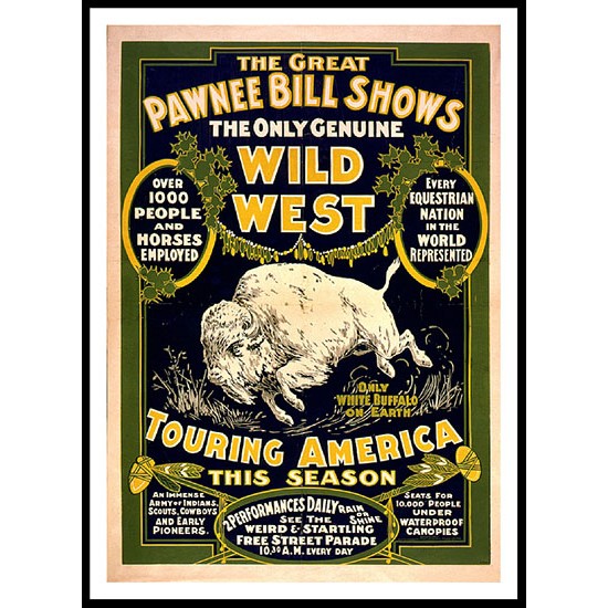 Circus Great Pawnee Bill 1903, A New Print Of a Vintage Circus Ad