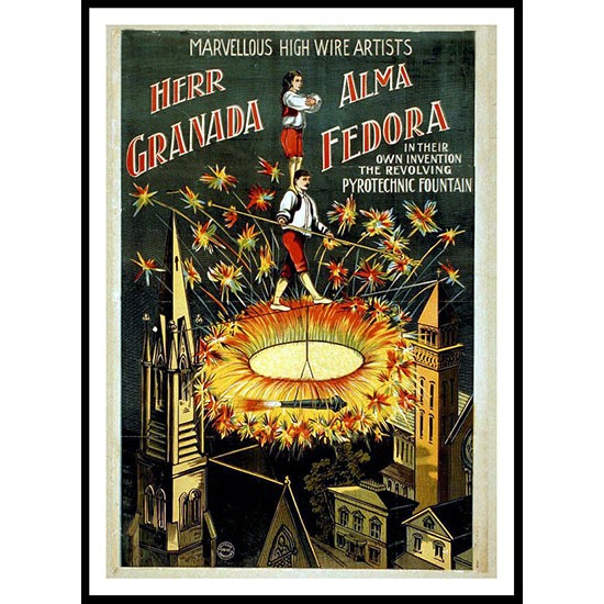 Circus High Wire, A New Print Of a Vintage Circus Ad