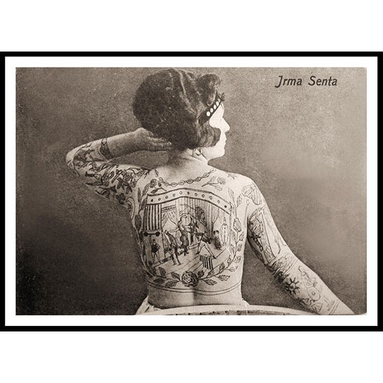 Circus Irma Senta Tattood Lady, A New Print Of a Vintage Circus Ad