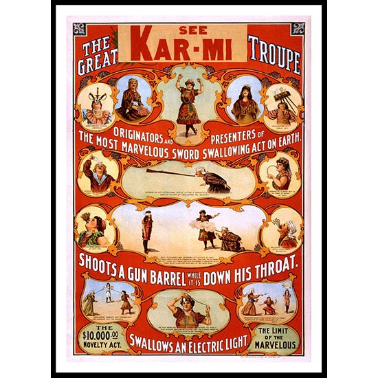 Circus Karmi Troupe, A New Print Of a Vintage Circus Ad