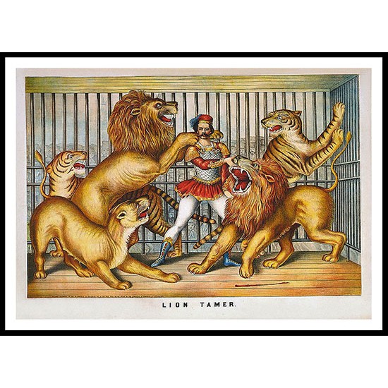 Circus Lion Tamer, A New Print Of a Vintage Circus Ad