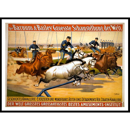 Circus Men in military uniforms standing while bareback riding on horses 1900, A New Print Of a Vintage Circus Ad Circus Men in military uniforms standing while bareback riding on horses 1900, A New Print Of a Vintage Circus Ad