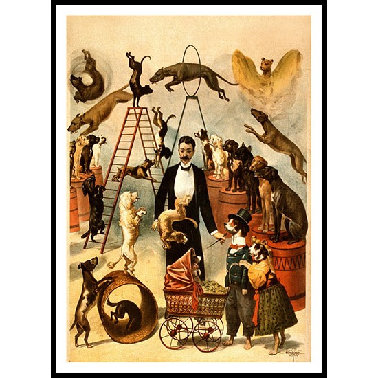 Circus Trained Dog Act 1899, A New Print Of a Vintage Circus Ad