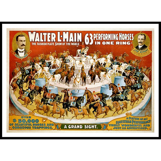 Circus Walter LMain 1899, A New Print Of a Vintage Circus Ad