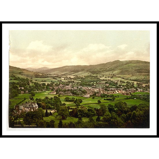 Ambleside Lake District England, A New Print Of an English Photochrom Image