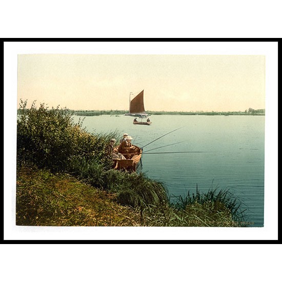 Barton Broad View on the river England, A New Print Of an English Photochrom Image