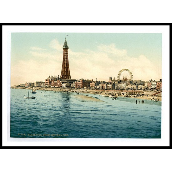 Blackpool From Central Pier England, A New Print Of an English Photochrom Image