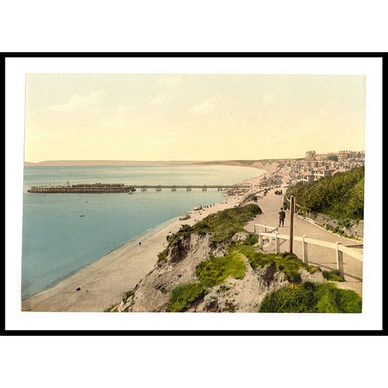 Bournemouth From the East Cliff England, A New Print Of an English Photochrom Image