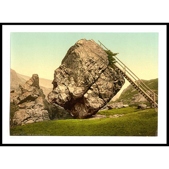 Bowder Stone Lake District England, A New Print Of an English Photochrom Image