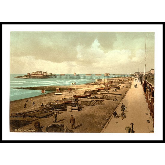 Brighton The Pier from the east England, A New Print Of an English Photochrom Image