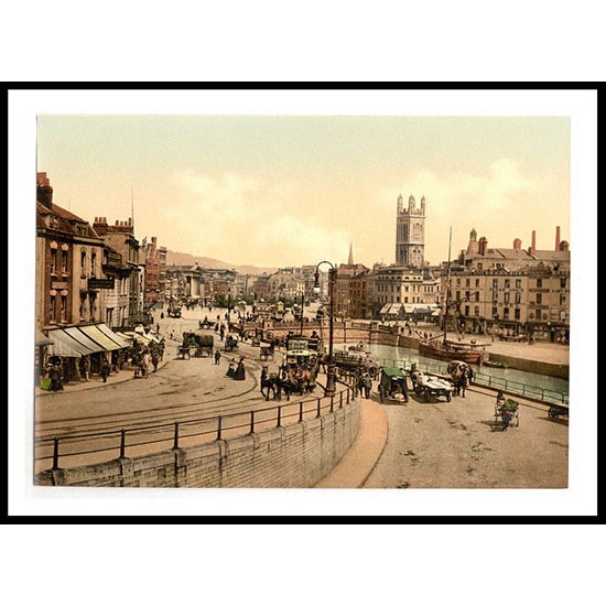 Bristol St Augustines Bridge England, A New Print Of an English Photochrom Image