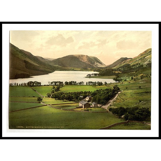 Buttermere and Crummock Water Lake District England, A New Print Of an English Photochrom Image