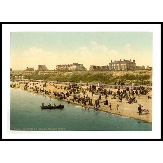 Clacton on Sea Cliffs and beach England, A New Print Of an English Photochrom Image