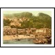 Clovelly Harbor England, A New Print Of an English Photochrom Image Clovelly Harbor England, A New Print Of an English Photochrom Image
