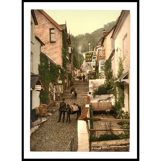 Clovelly High Street England, A New Print Of an English Photochrom Image