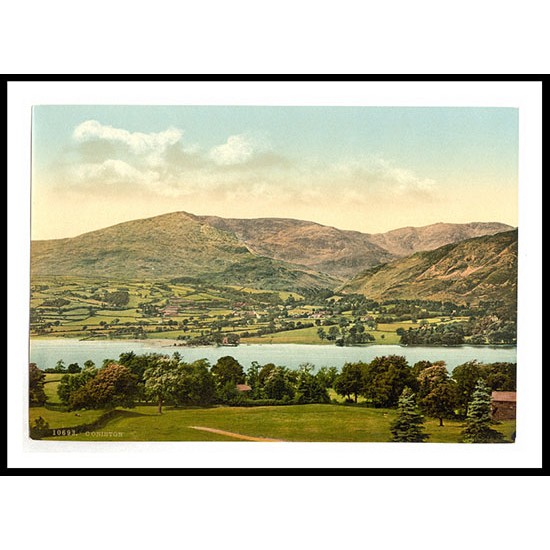 Coniston Lake District England, A New Print Of an English Photochrom Image