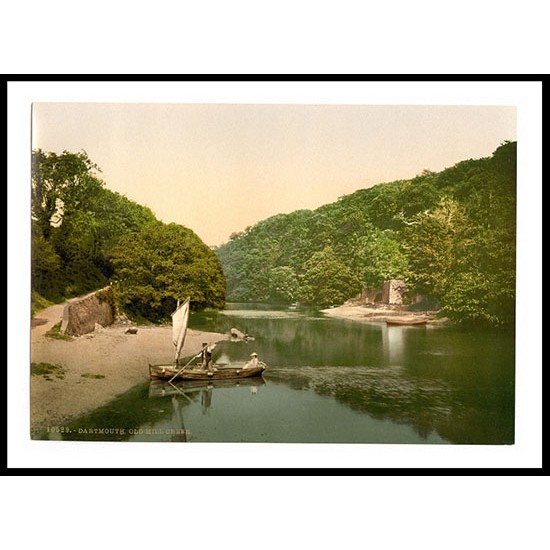 Dartmouth Old Mill Creek England , A New Print Of an English Photochrom Image