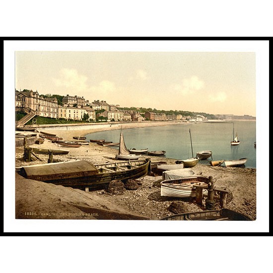 Dawlish Boating beach England, A New Print Of an English Photochrom Image