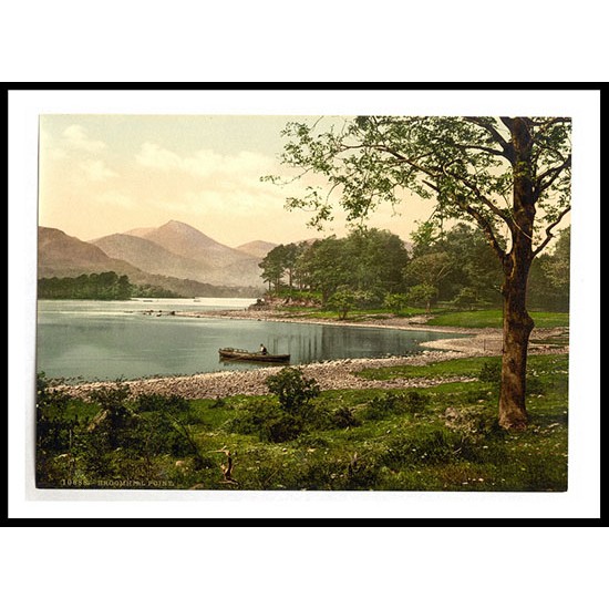 Derwentwater Broomhill Point Lake District England, A New Print Of an English Photochrom Image