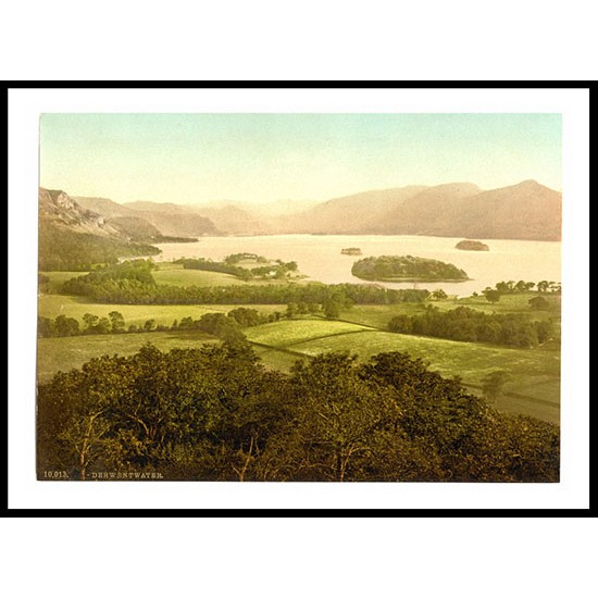 Derwentwater from Castle Hill Lake District England, A New Print Of an English Photochrom Image