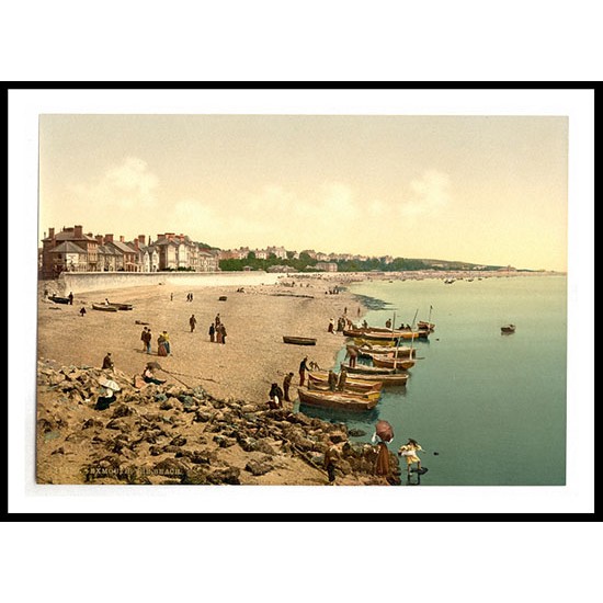 Exmouth The beach England, A New Print Of an English Photochrom Image