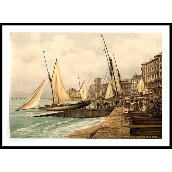 Hastings Yachts starting England, A New Print Of an English Photochrom Image