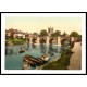 Hereford Cathedral and Wye bridge England, A New Print Of an English Photochrom Image Hereford Cathedral and Wye bridge England, A New Print Of an English Photochrom Image