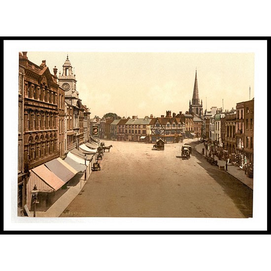 Hereford High Tower ie High Town England, A New Print Of an English Photochrom Image Hereford High Tower ie High Town England, A New Print Of an English Photochrom Image