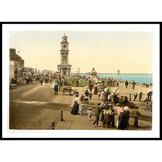 Herne Bay Clock tower England, A New Print Of an English Photochrom Image